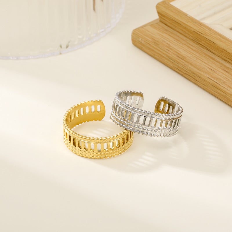 Titanium Steel Ring Style Open Hollow Non-Fading Women'S Ring Niche Jewelry Ring Stainless Steel Ring - Image 4